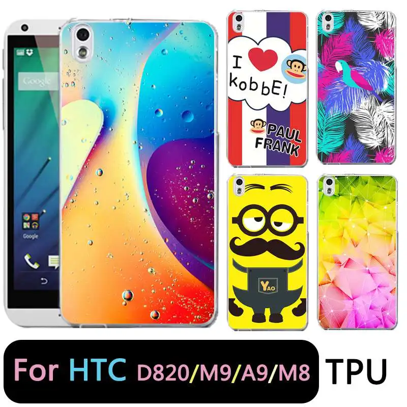QMSWEI TPU Clear Phone Case For HTC M8 Painting Minion Monkey Silicone Protective Soft cover Free shipping D820 M9 A9 |