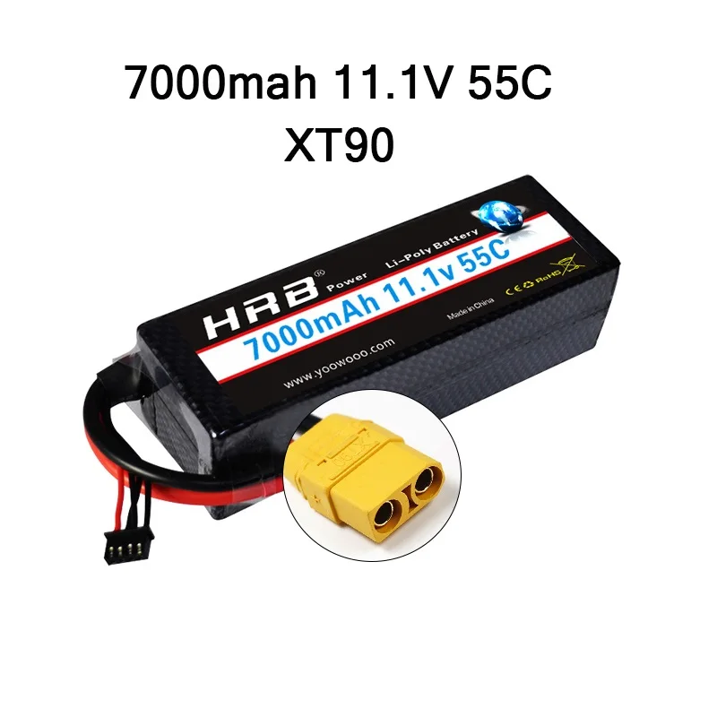 HRB Lipo 7,4 V 11,1 V 14,8 V 2S 3S 4S 2P Аккумулятор 7,4 V 7000mah 55C T DEAN XT60 MAX 110C Жесткий Чехол для RC 1/10 Scale Trx Stampede Car - Цвет: 3S2P 7000mah XT90