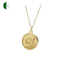 Простой золотистый круглый магнит для монет цепочки и ожерелья для женщин Простой Портрет Шарм s изысканные украшения подарок zk40