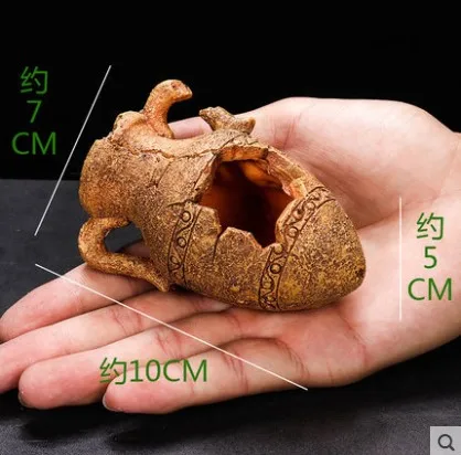 Полимерная миниатюрная разбитая бочка Амфора скрытый пещера для рептилий Тарантул аквариум декорация для террариума - Цвет: c180730394