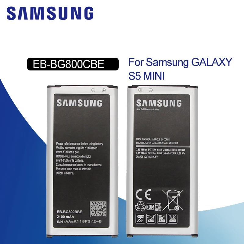 

Samsung Original EB-BG800CBE/BBE Replacement Phone Battery 2100mAh Spare for Samsung GALAXY S5 Mini S5MINI SM-G800F G870a G870W