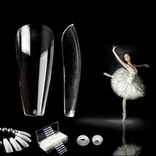 Балерина кончики для ногтей гроб ногтей плоская форма полное покрытие накладной маникюр ногти советы прозрачный/Nautral 520 шт./кор