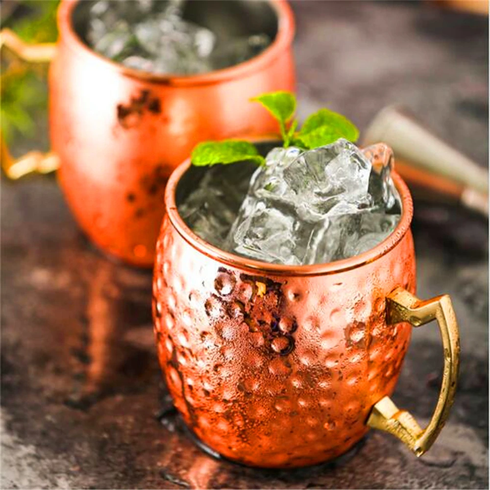 

550ml Food Grade Stainless Steel Moscow Mule Mug Drum Copper Plated Beer Moscow Mug Coffee Water Glass Drinkware Club Bar Mugs