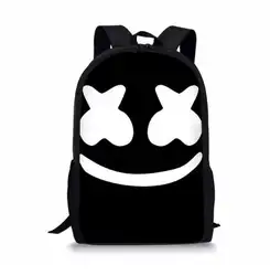 Повседневное для женщин рюкзак Marshmello узор печатает Детский рюкзак ежедневно школьный рюкзачок маска DJ мужчин Дети Сумки-портфели для