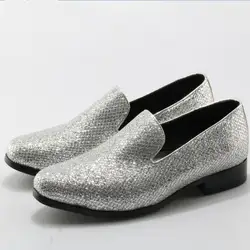 Sapato social/Мужская обувь из натуральной кожи, блестящие остроконечные лёгкие кожаные туфли, слипоны на плоской подошве, официальные свадебные