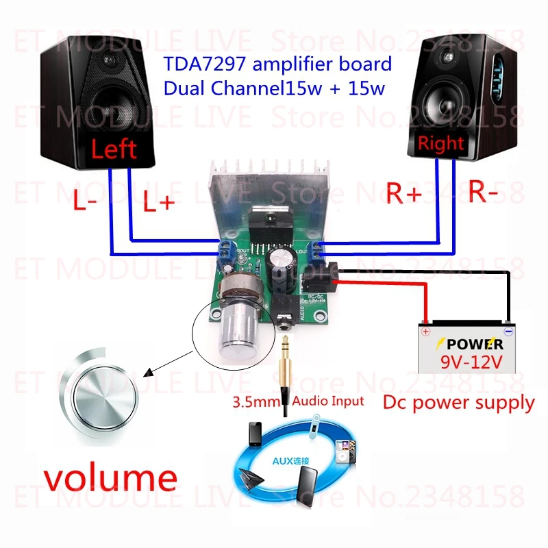 2,0 двойной Channel15w+ 15wTDA7297 аудио платы модуля усилителя DC12V может взять четыре до восьми Европейский 10-50 w динамик