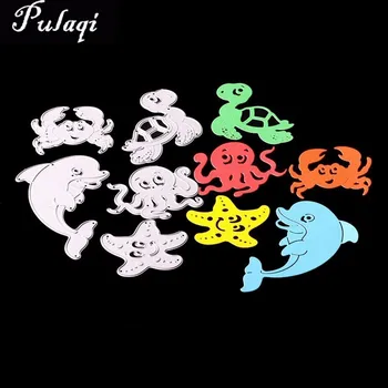 

Pulaqi Silver Metal Border Cutting Dies Scrapbooking Sea Dolphin Turtle Stamps and Dies Stencils for DIY Knife Mould Die Cuts D