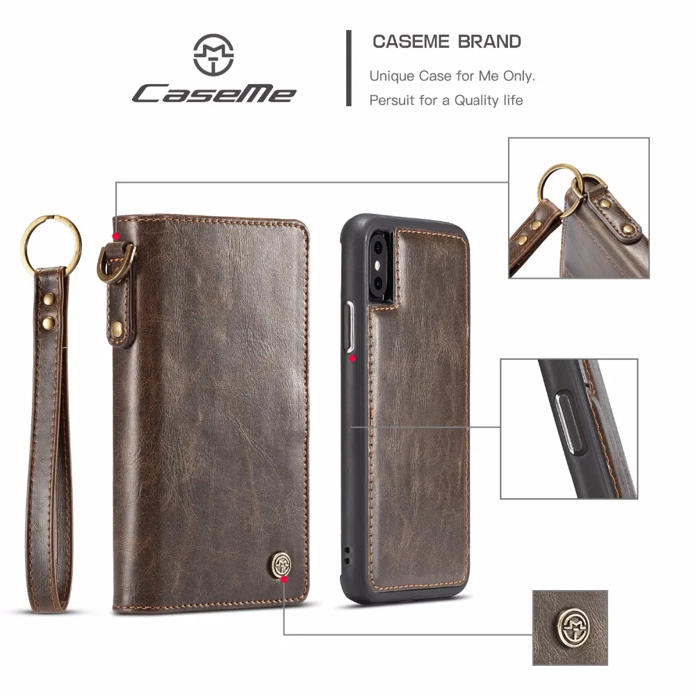 

Caseme luxury Wallet PU Leather Case for iphone X 8 8plus 7 7plus 6 6S 6plus 6S plus Stand and Card Holder Phone Bag Flip Cover