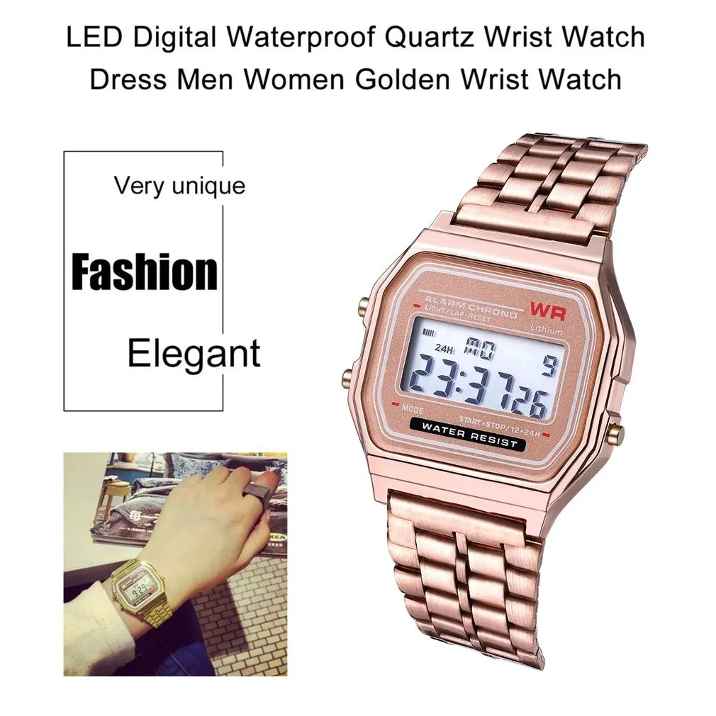 

Ultra Thin Men Women's LED Digital Watch Stainless Steel Strap Alarm Wrist Watch Dress Business Wrist Watch