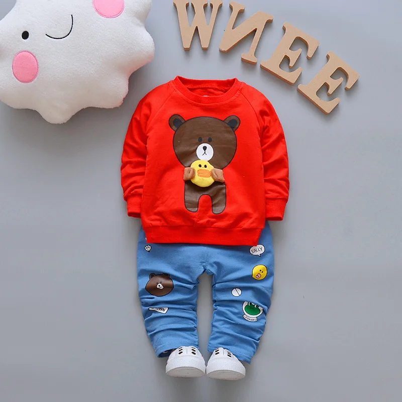 BibiCola toddler Boy's clothing sets spring Baby Sets cotton Infant  tracksuits Kids sport cartoon bear coats+pants 2pc suit