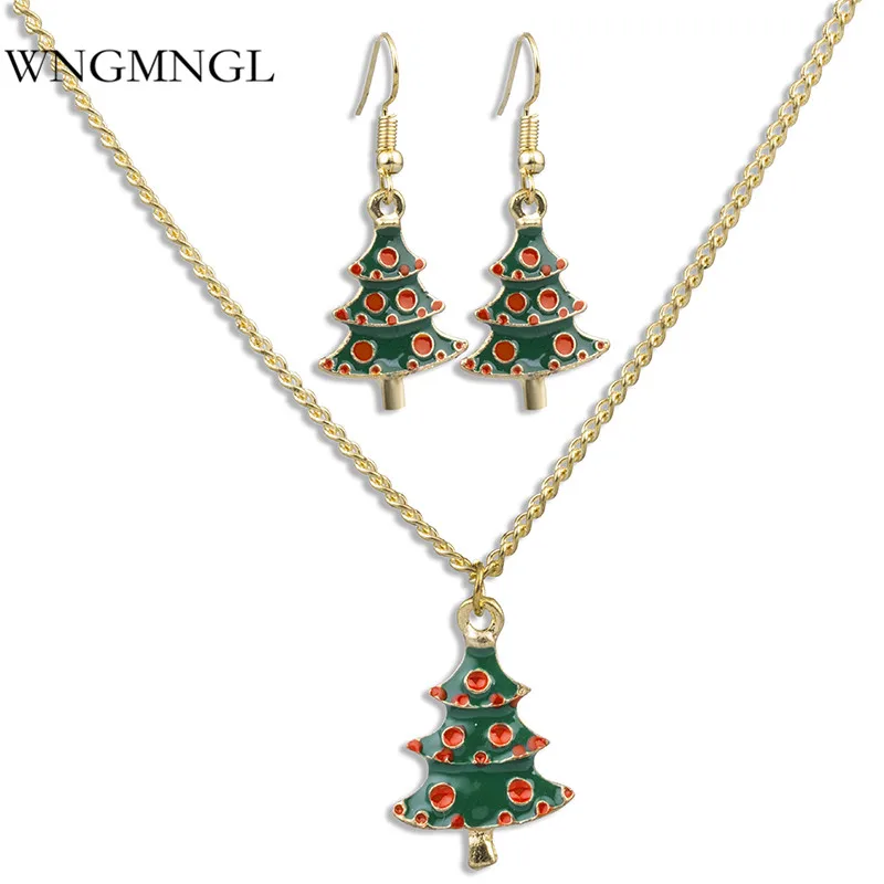

WNGMNGL New Charm Statement Geometric Party Gold Color Chain Necklace Earring Set For Women 2018 Christmas Fashion Jewelry Set