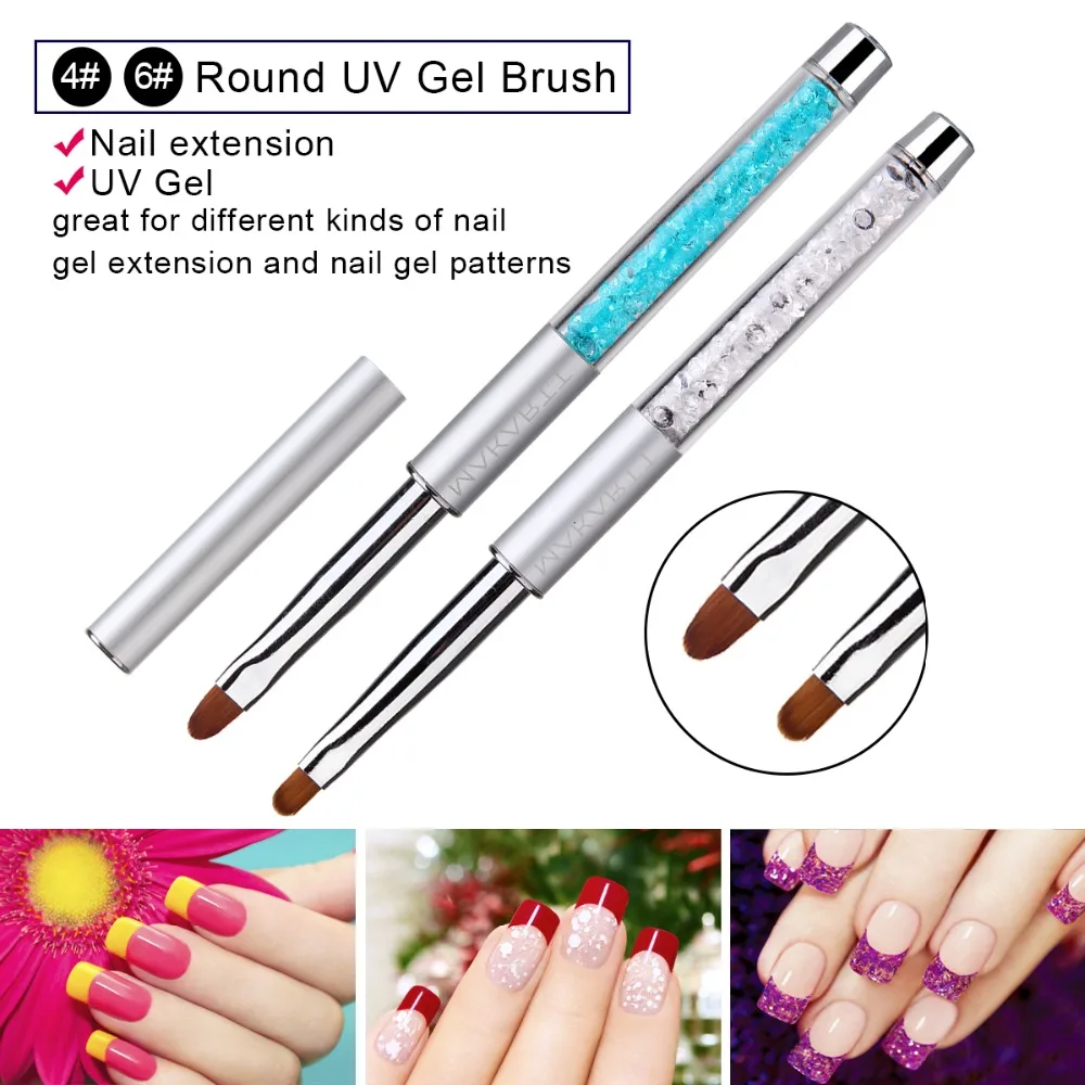Escova de Unha de Metal Alça de Luxo Ferramentas da Arte do Unha Escova com Roll-up Jogos Lote Sable Strass Unha 6 Pcs uv Gel Bolsa Preto G0166x 10 - 6 High Quality Beleza e saúde