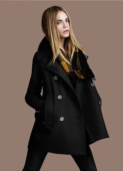 

Wool Coats 2018 Plus Size Double Breasted Women Fashion Autumn Winter Jacket Tops Casual Long Sleeve Slim Cardigan Overcoat