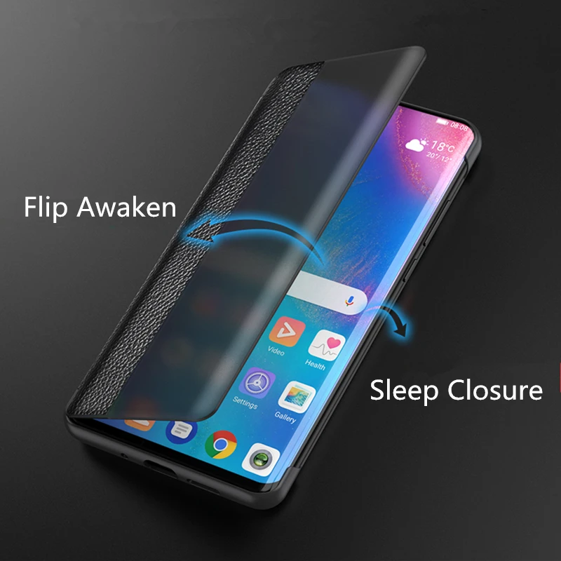 Najtaniej P30 Pro prawdziwej skóry obudowa smartfona dla Huawei P30 P20 Pro etui z klapką obudzić snu pokrywa dla Huawei Mate 10 20 Pro mate 20X
