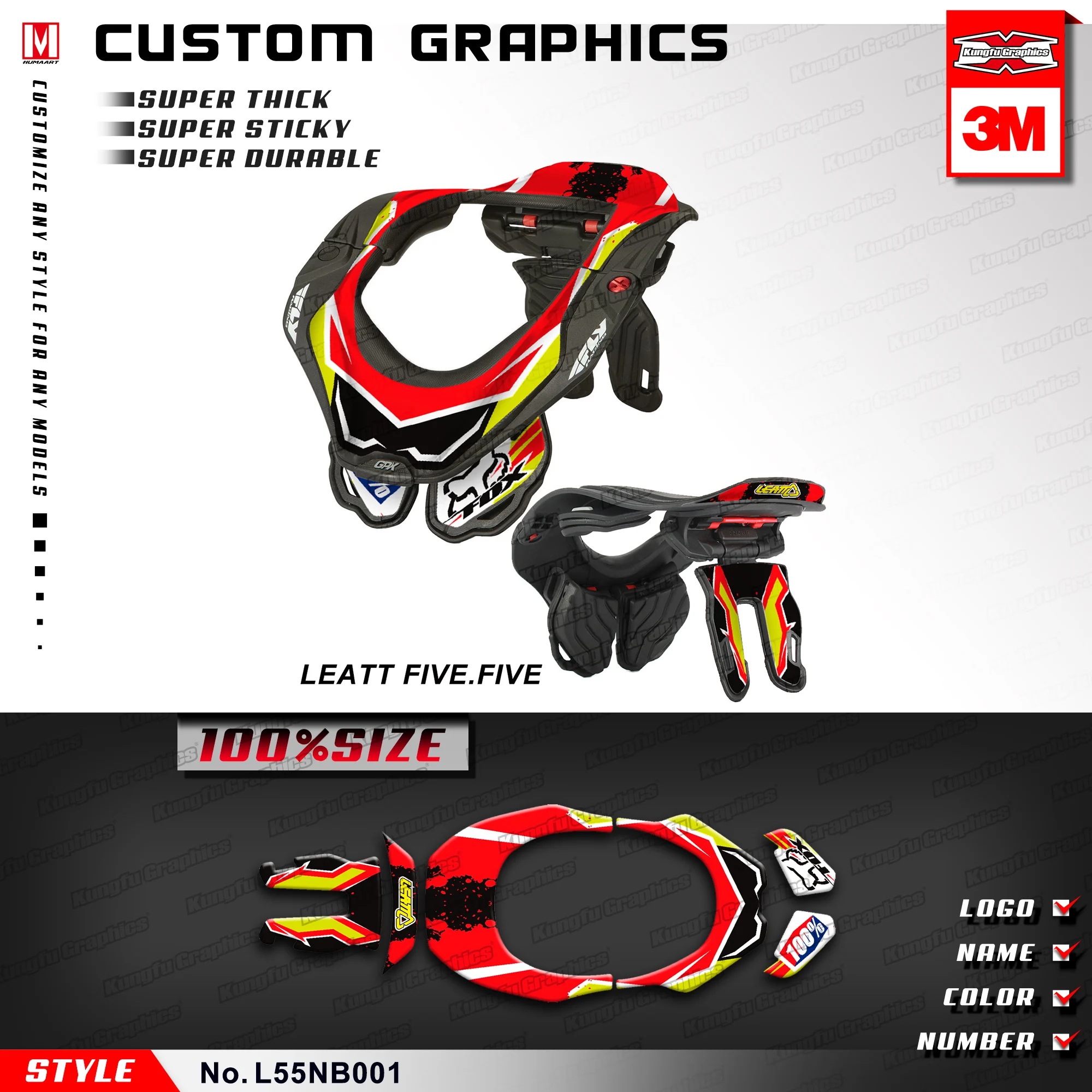 И рисунком «кунг-фу» графика с защитой шеи наклейки MX виниловые наклейки Обёрточная бумага подходит Leatt бандаж 5,5 2012 2013(Стиль нет. L55NB001