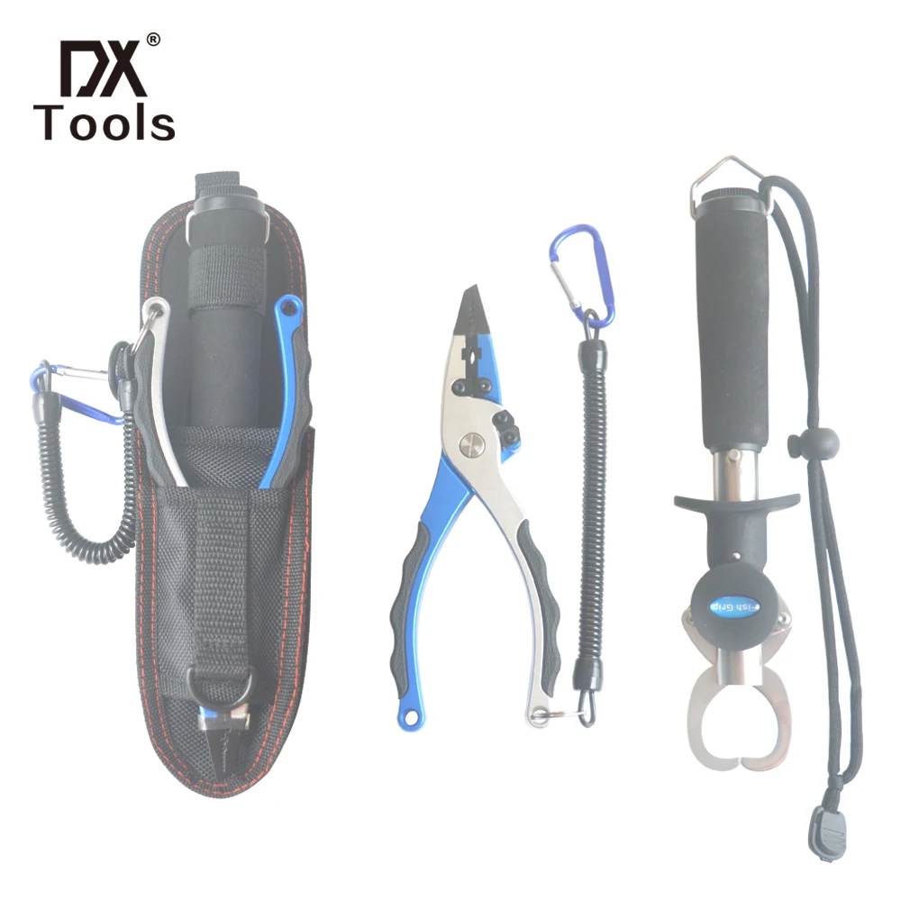 

Fishing Pliers Set Fish Lip Grip Gripper Tools Set wiht Scale and Tape inside Hook Remover Line Cutters Scissors with Sheath