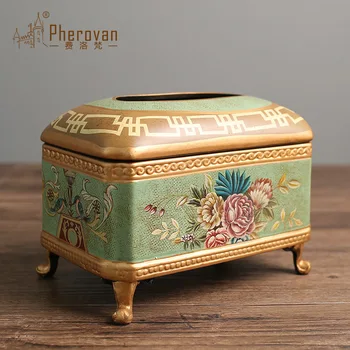 

American country new classical Chinese ceramic decoration of European style living room table napkin box box.
