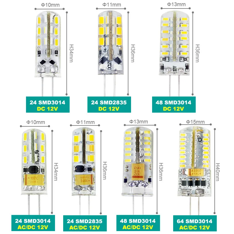 Sonqin 10 шт. светло-G4 Светодиодный прожектор 3014 SMD 3 Вт/5 Вт/9 Вт/12 Вт/15 Вт/21 Вт DC12 AC 220 В заменить 10-80 Вт