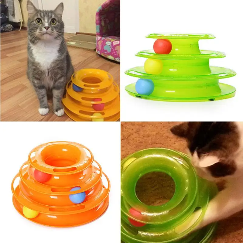 

Three Levels Tower Tracks Disc Cat Pet Toy Intelligence Amusement Rides Shelf