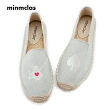Новинка года; модные удобные женские повседневные Эспадрильи с вышивкой; дышащая льняная парусиновая обувь из пеньки для девочек