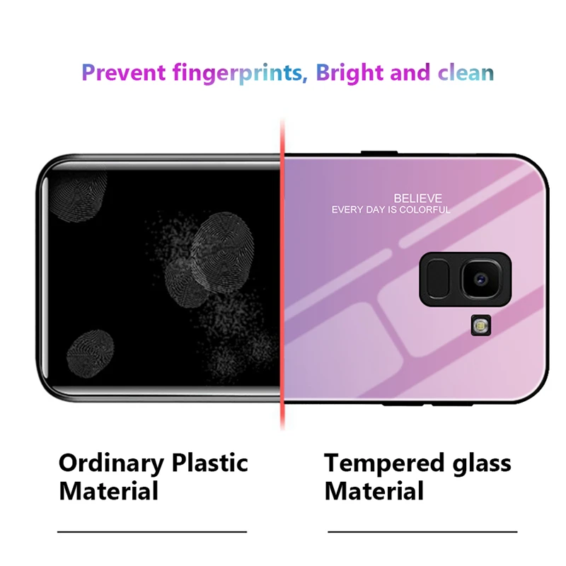 Tempered Glass Phone Case For Samsung Galaxy S8 S9 Plus A5 2017 A7 A6 A8 J4 J6 Plus J8 2018 Note 8 9 Gradient Color Cover Coque