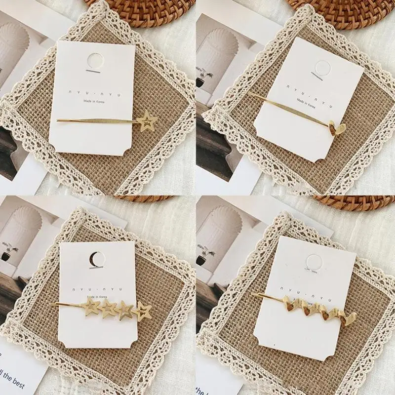 

Korea Simple Metal Hairpins for Women Hollow five-pointed Star Heart Shape Hair Clips Gold Color Hairgrip Hair Accessories