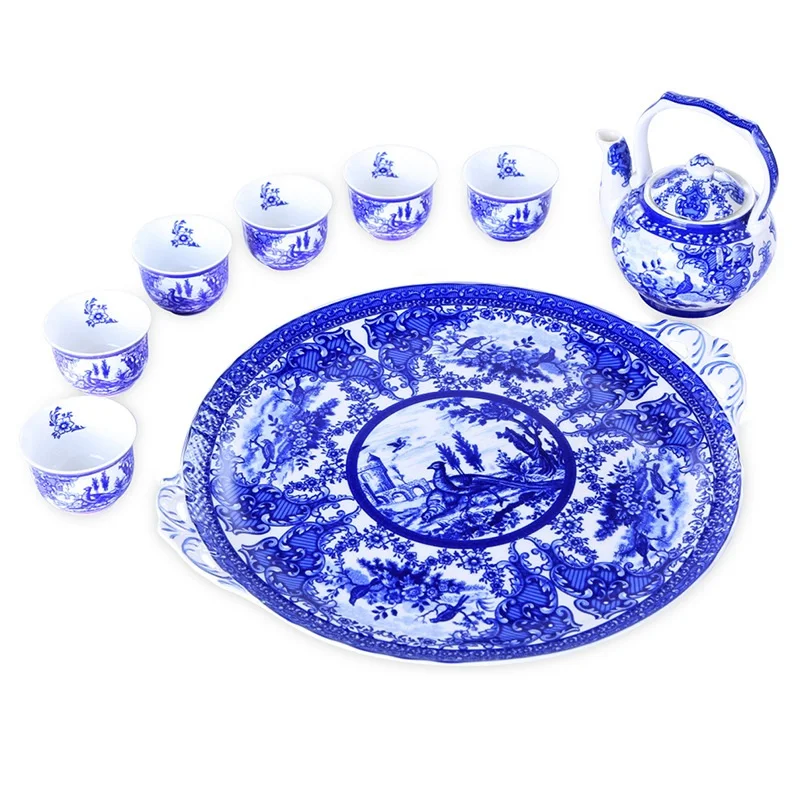 

tea pot set chinese tea set teapot set Spot glaze color blue and white ceramics Kung Fu tea sets trays tea sets cups tea cans