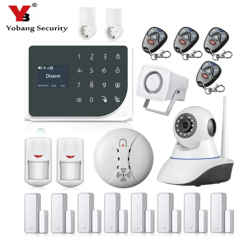 

YoBang Security WIFI GSM Smart Home Safety Alert System Russian Spanish SMS Call APP Alarm Intelligent Socket Control Home APP.