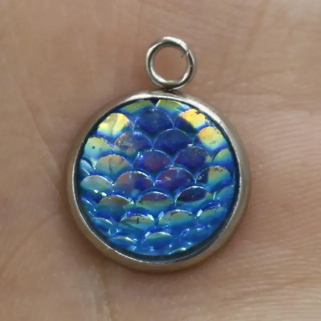 Round Charm Fish Scale Pendants Stainless Steel Findings For Jewelry Making Diy Hand Made