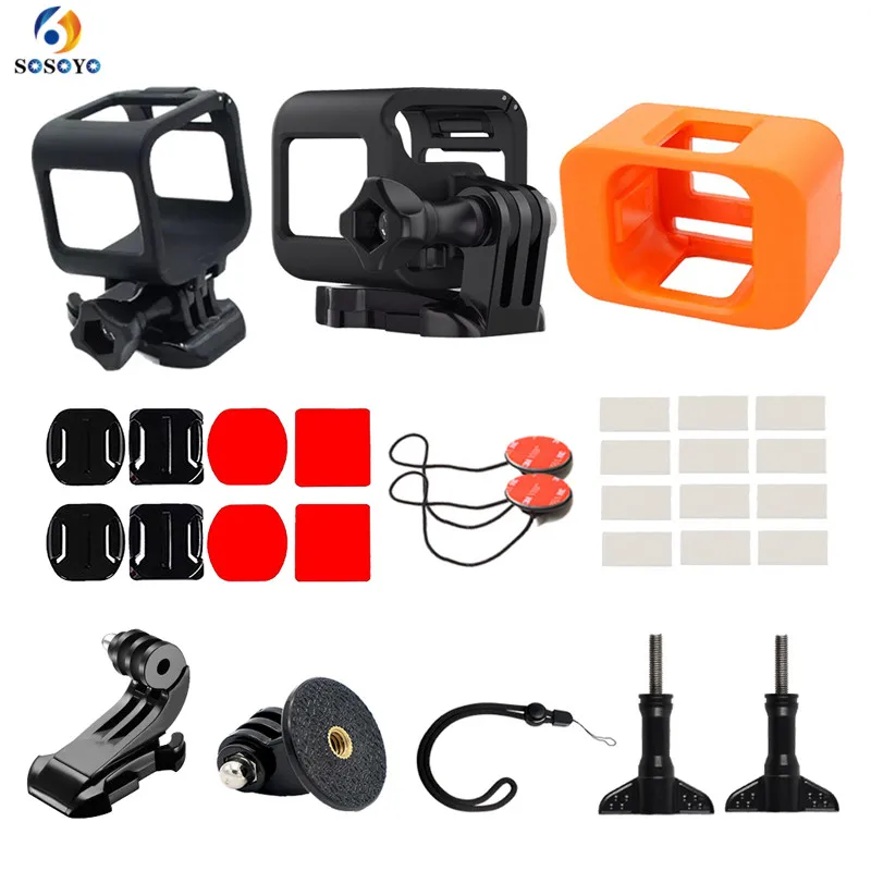 Floating Snorkeling waterproof Housing Frame protector Case with Base Wrist band for gopro 45 session Sports camera accessories set (10)