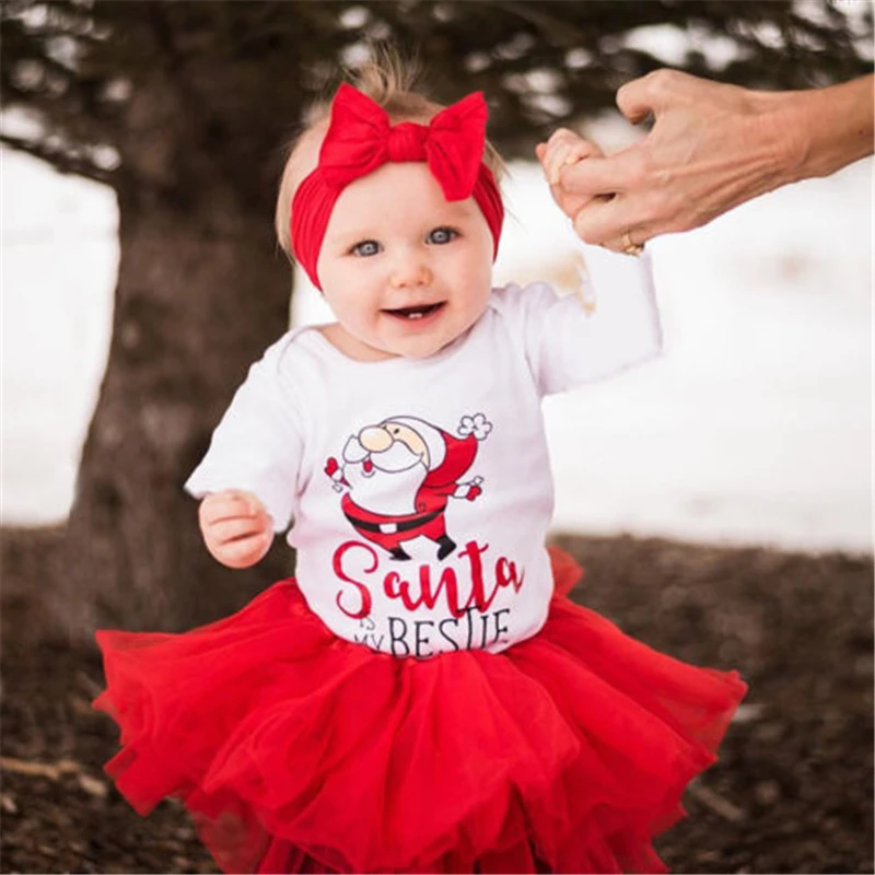 

Christmas Baby Cotton Romper+Headband Newborn Baby Girls Santa Xmas Long Sleeve Romper 2017 New Body Suit For Newborns Jumpsuit