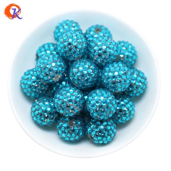 

R22 Cordial Design 20MM 100Pcs/Lot Green-Blue Chunky Resin Rhinestone Beads Chunky Beads For Necklace Making CDWB-516011