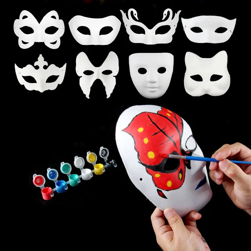 New Diy Mask Hand Painted Halloween White Face Mask Butterfly Blank