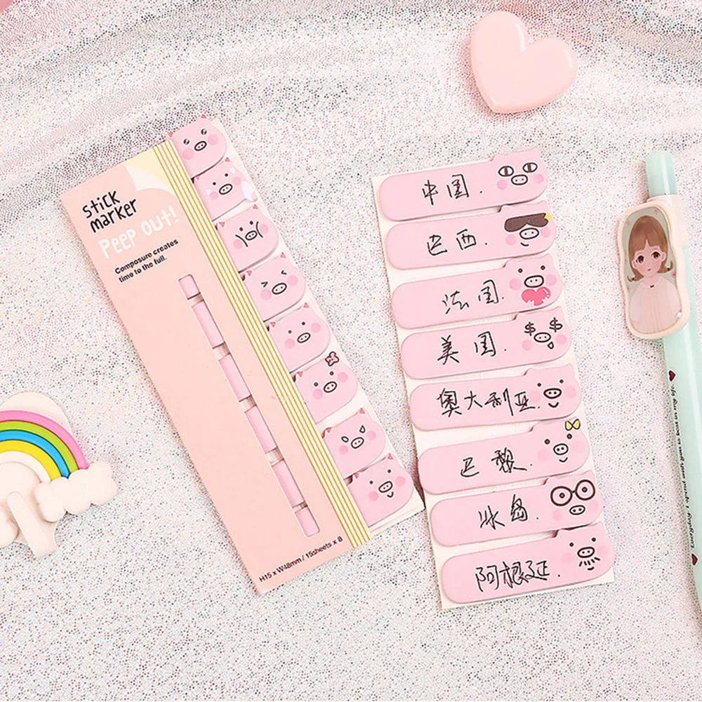 

3Pcs Cute Pig N Times Memo Pad Sticky Notes Cartoon Animal Bookmark Stationery Label Stickers School Supplie Notepad escolar