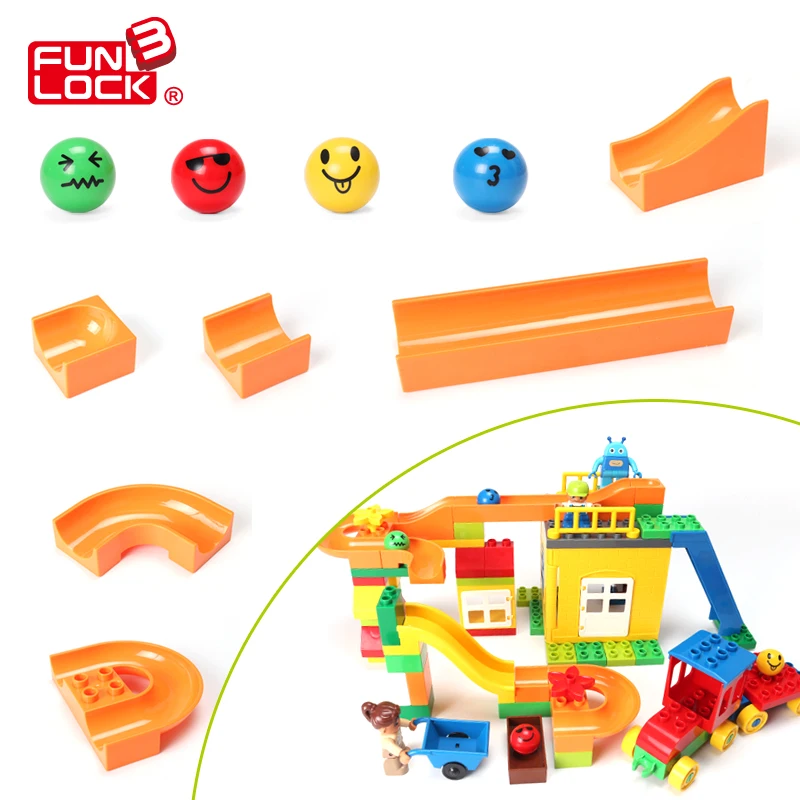 FUNLOCK Duplo 12pcs Marble Run Slide Block Pack Educational Creative font b Toys b font For