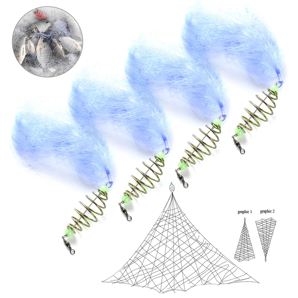 Многоразмерная рыболовная сеть прочная медная пружинная рыболовная сеть с светящиеся бусины сетка для ночной рыбалки