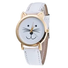 Кошачий лицевой узор Кожаный ремешок аналоговые кварцевые Vogue наручные часы в подарок relogio masculino Uhren relojes Fe20