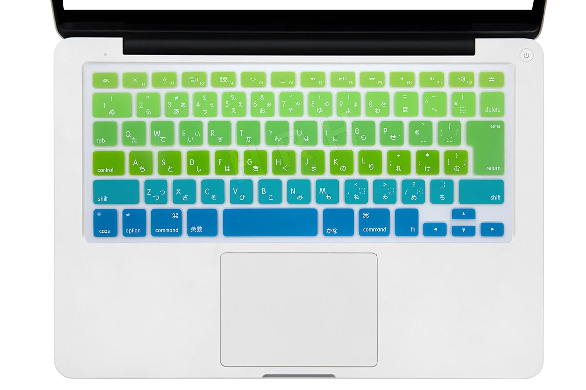 HRH Ombre радуга животное Японский силиконовый чехол для клавиатуры протектор кожи для Macbook Air13 Pro Retina13 15 17 аксессуары для ноутбука - Цвет: Ombre Green