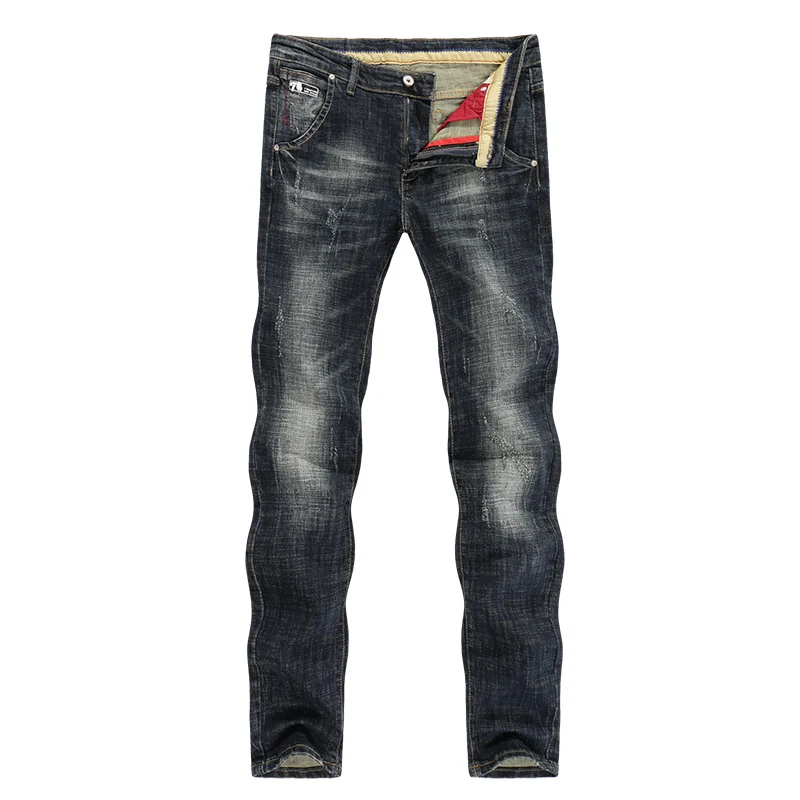 KSTUN ретро джинсы мужские толстые эластичные синие классические прямые классические джинсы для отдыха в байкерском стиле джинсы Уличная одежда 38 - Цвет: Retro Blue