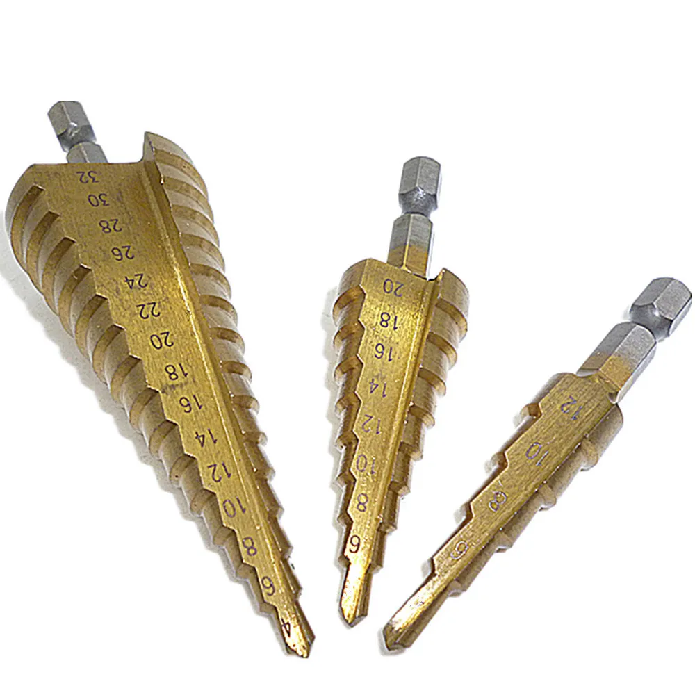 Universal HSS Step Cone Drill Bit Set Titanium Coated Metric Kit Metal