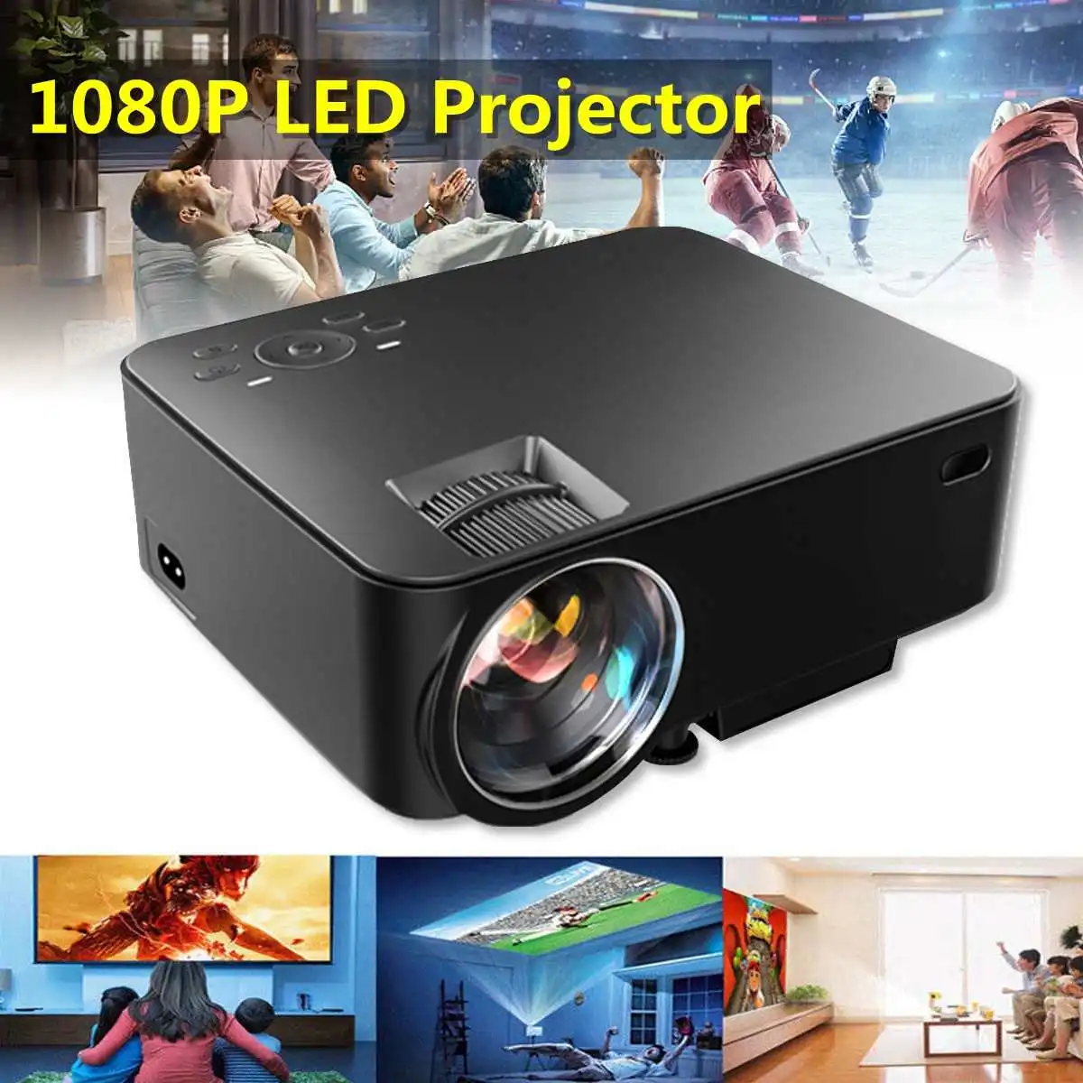 Portable Projector Home Theater Cinema Multimedia AV VGA USB with Remote Control 7000Lumens 1080P Full HD LED