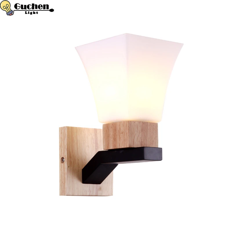 Светодиодный настенный светильник настенная деревянная лампа прикроватные ночник современный скандинавский дизайн древесины glassLampshade
