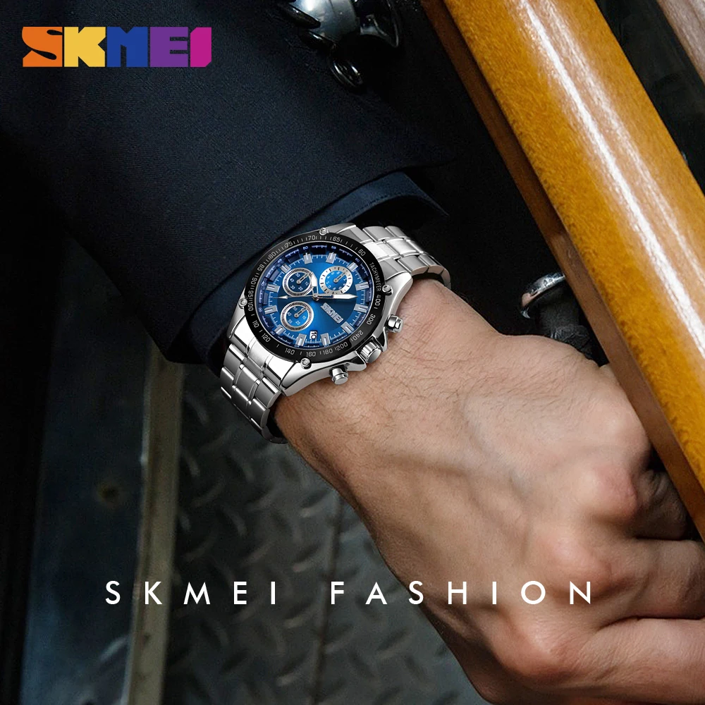 SKMEI 2018 Новая мода кварцевые часы для мужчин Элитный бренд Полный нержавеющая
