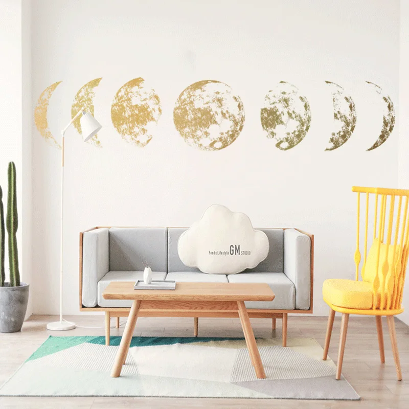 Wall Sticker Creative Moon Phase 3D Home Living Room Wall Decoration Mural Art Decals Kids Bedroom Background Decor Moon Sticker wall stickers,wall sticker