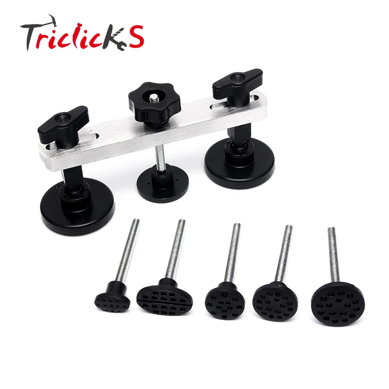 

Triclicks Black Chrome Body Repair Kit Car Bodywork Paintless Dent Ding Hail Removal Tool Puller PDR Pulling Bridge CNC Tools
