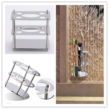 

None Wall-Mount Stainless Steel Toothbrush & Toothpaste Holder Bathroom Razor Storage Rack