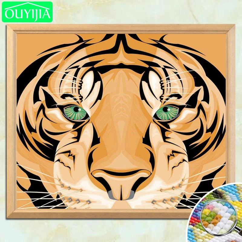 OUYIJIA Тигровое лицо художественный стиль 5D DIY Алмазная картина полностью