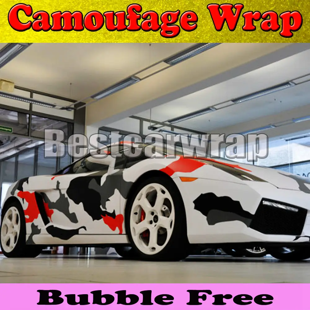 Buy Large Red Camo Vinyl Car Wrap Styling With Air