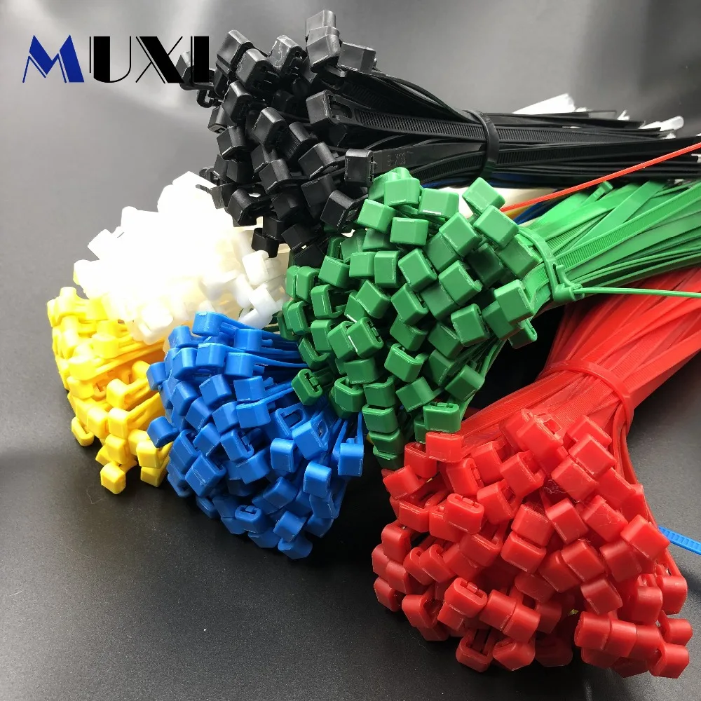 20 шт./упак. ширина 8(0.315in) x250(9.84in) Высокое качество шесть цветов Разъемный пластиковый нейлоновый проволочный хомут для кабеля застежка-молния различные длины
