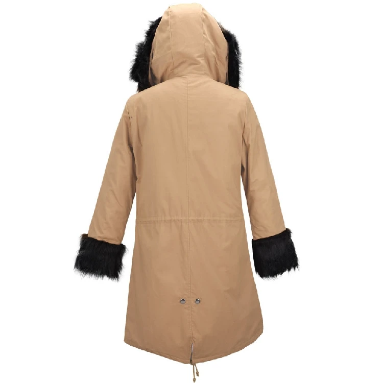 Vers Parka Veste Green Le Chaud Abrigos Femmes Femelle army D'hiver Manteau Noir Mujer kaki Outwear Coton 2017 Fourrure Nouveau De Long Épaisse À Grand Bas Ouatée Capuchon CRqtAA